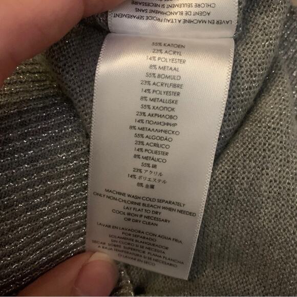 Michael Kors Turtleneck Cowl Long Sleeve Metallic Silver Gray Sweater Small - Picture 5 of 11